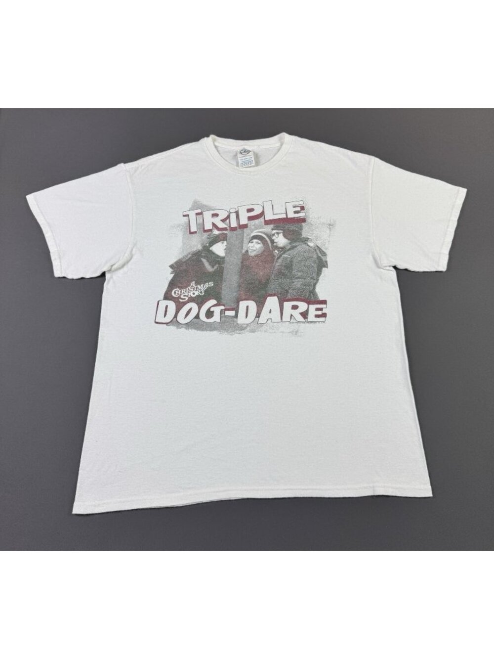Rare Vintage Y2K Christmas Story Triple Dog Dare Movie Promo Comedy Art White T